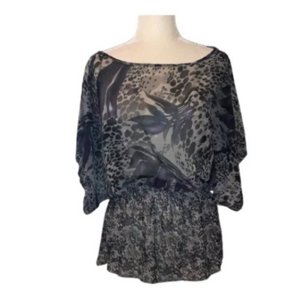 MILEY CYRUS & MAX AZRIA Printed Flowy Top L